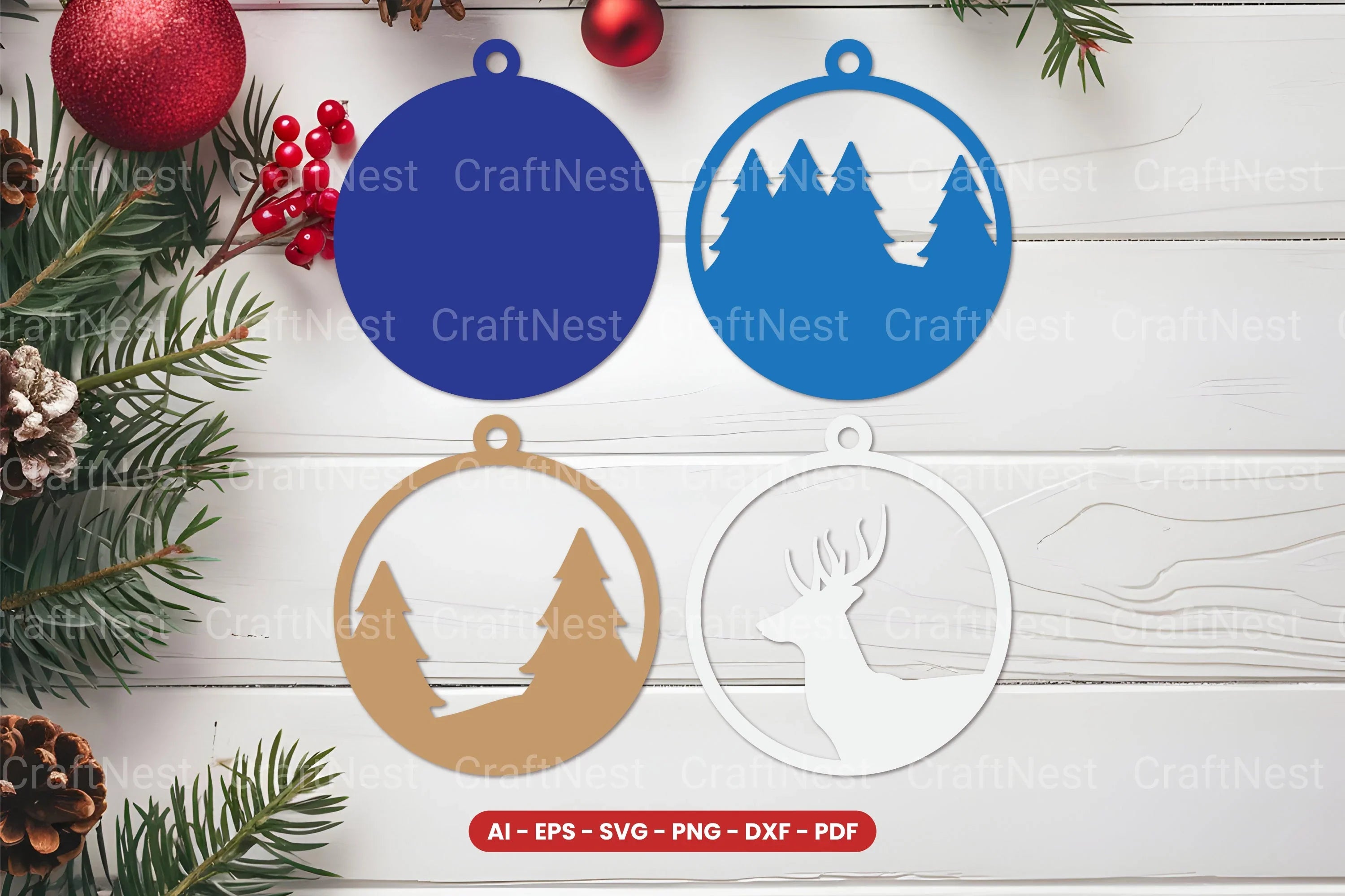 Christmas Ornament Lasercut SVG Bundle - CraftNest - Digital Crafting and Art