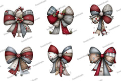 Christmas Patchwork Bow Clipart Bundle - CraftNest - Digital Crafting and Art