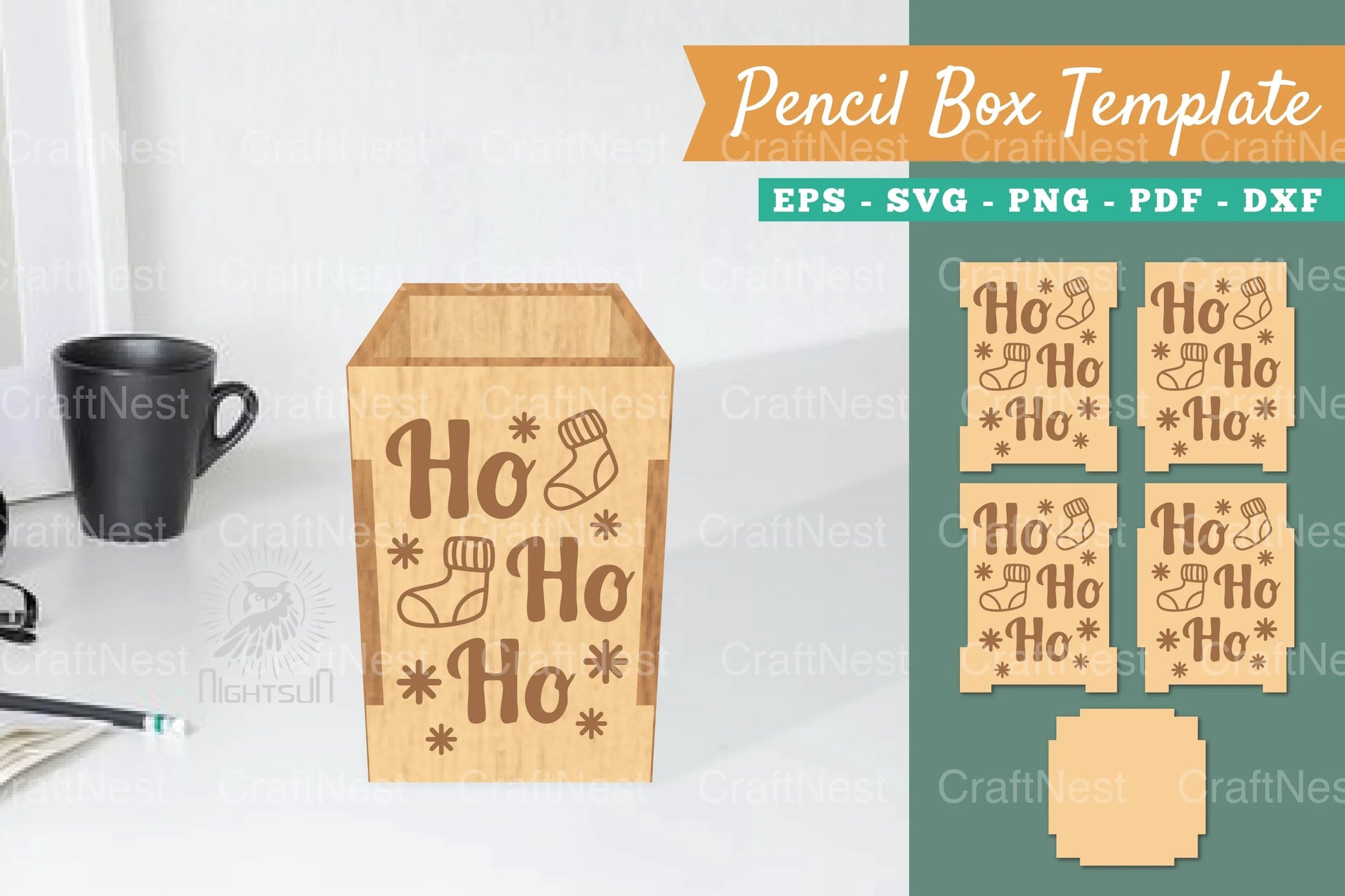 Christmas Pencil Box Lasercut Template Bundle - CraftNest - Digital Crafting and Art