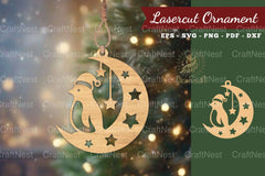 Christmas Penguin in Moon Lasercut Ornament Clipart Bundle - CraftNest - Digital Crafting and Art