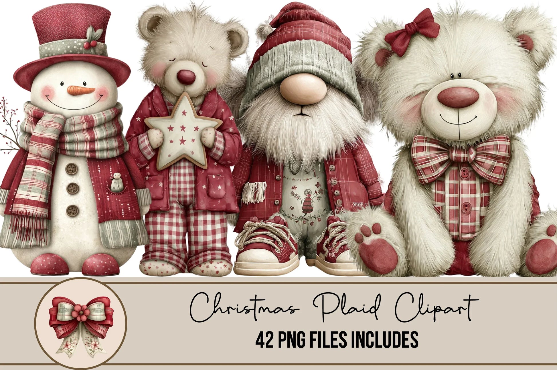 Christmas Plaid Clipart Bundle - CraftNest - Digital Crafting and Art