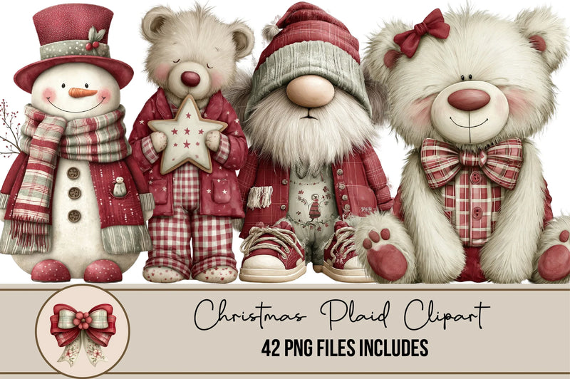 Christmas Plaid Clipart Bundle - CraftNest - Digital Crafting and Art