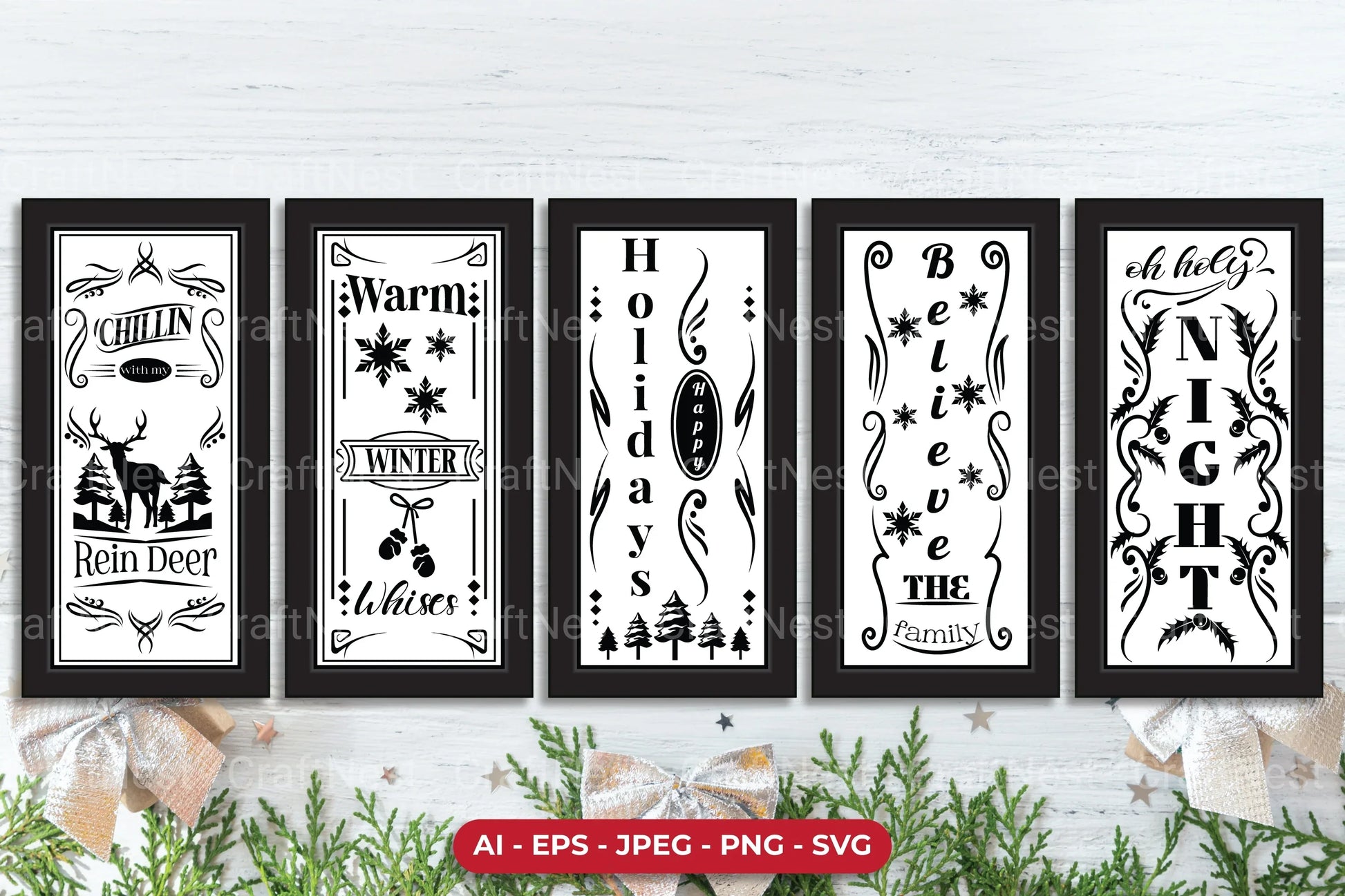 Christmas Porch Sign Decal SVG Bundle - CraftNest - Digital Crafting and Art
