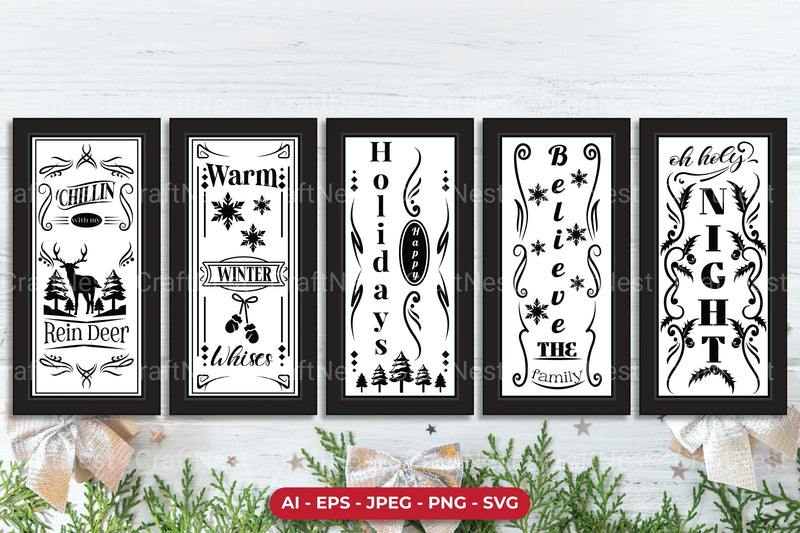 Christmas Porch Sign Decal SVG Bundle - CraftNest - Digital Crafting and Art