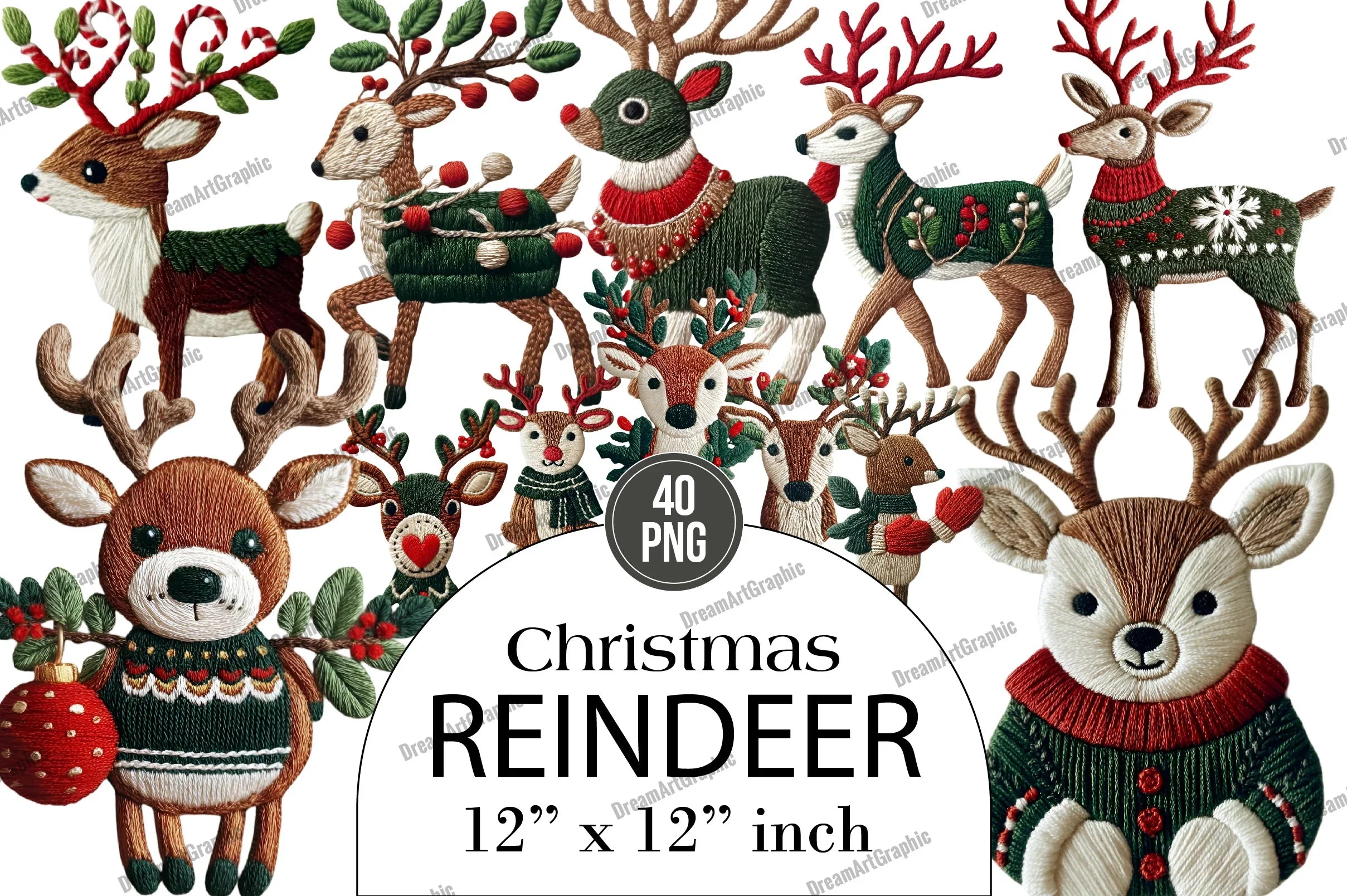 Christmas Reindeer Clipart Bundle - CraftNest - Digital Crafting and Art