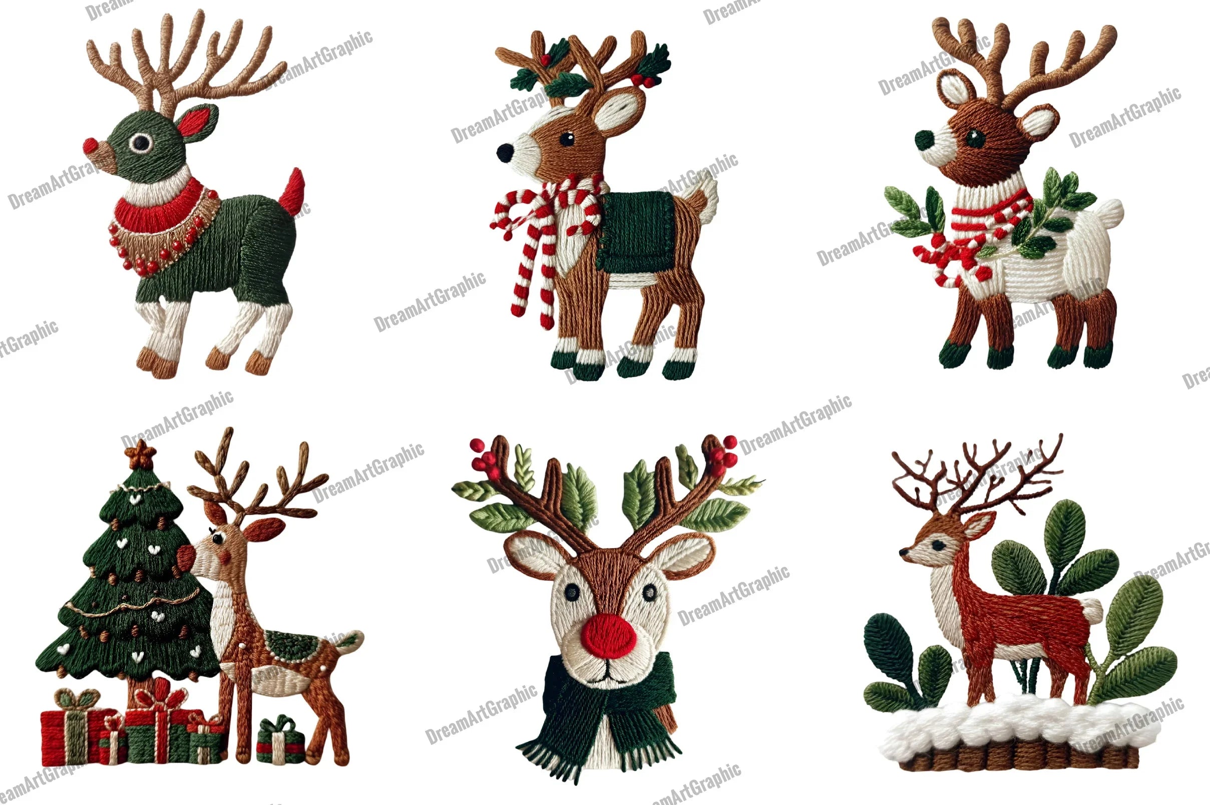 Christmas Reindeer Clipart Bundle - CraftNest - Digital Crafting and Art