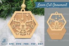 Christmas Reindeer Laser Cut Ornament Clipart Bundle - CraftNest - Digital Crafting and Art