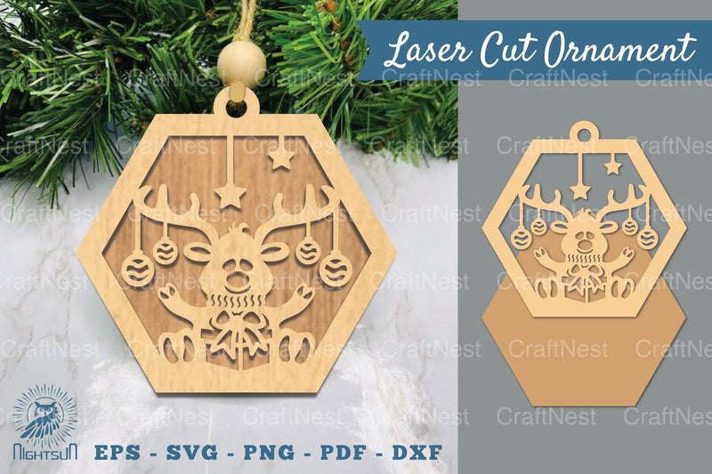 Christmas Reindeer Laser Cut Ornament Clipart Bundle - CraftNest - Digital Crafting and Art
