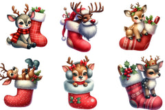 Christmas Reindeer Stocking Clipart Bundle - CraftNest - Digital Crafting and Art