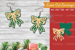 Christmas Ribbon Laser Cut Earrings SVG Bundle - CraftNest - Digital Crafting and Art