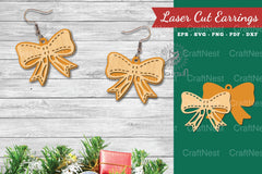 Christmas Ribbon Laser Cut Earrings SVG Bundle - CraftNest - Digital Crafting and Art
