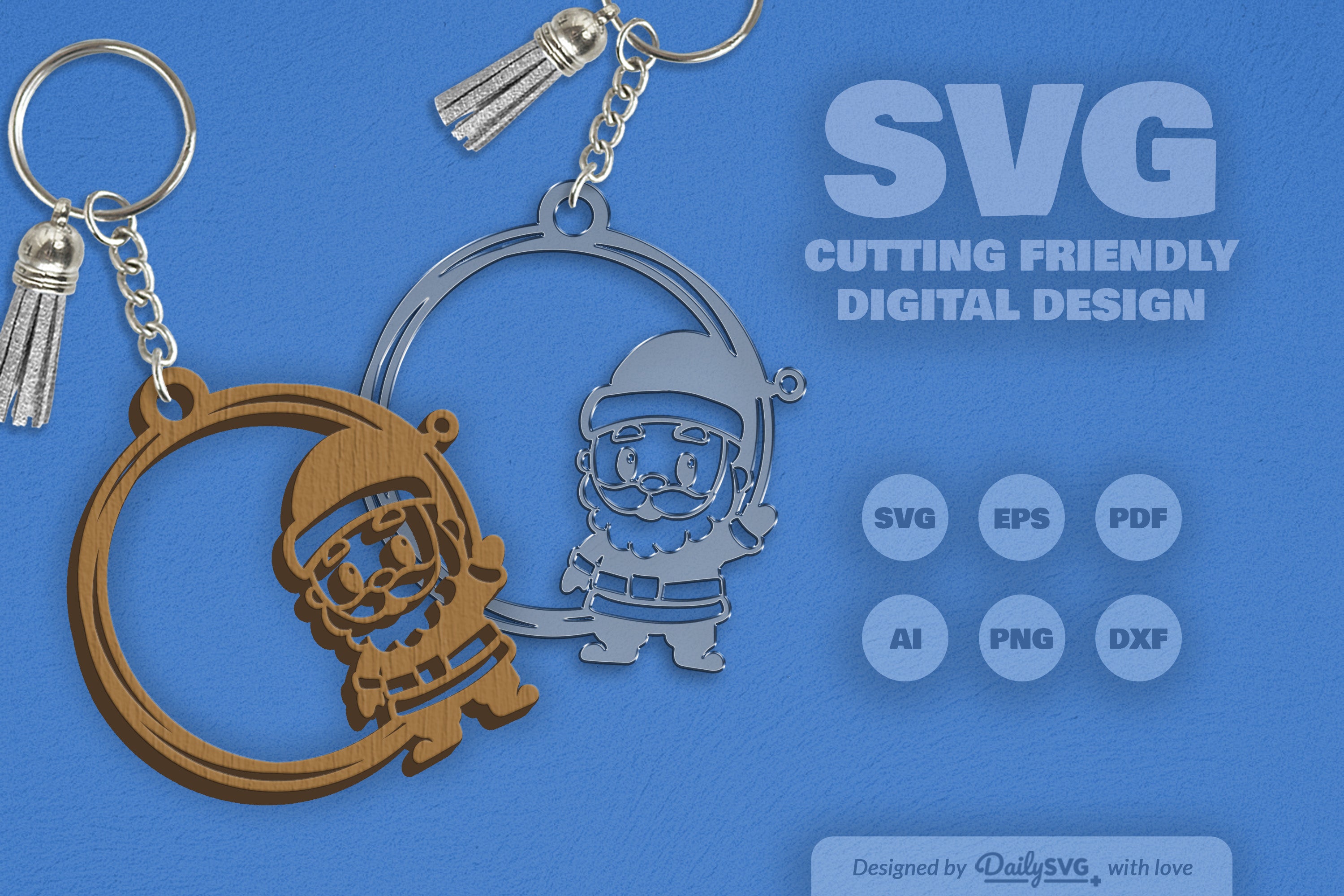 Christmas Round Keychain Clipart - Daily SVG Bundles