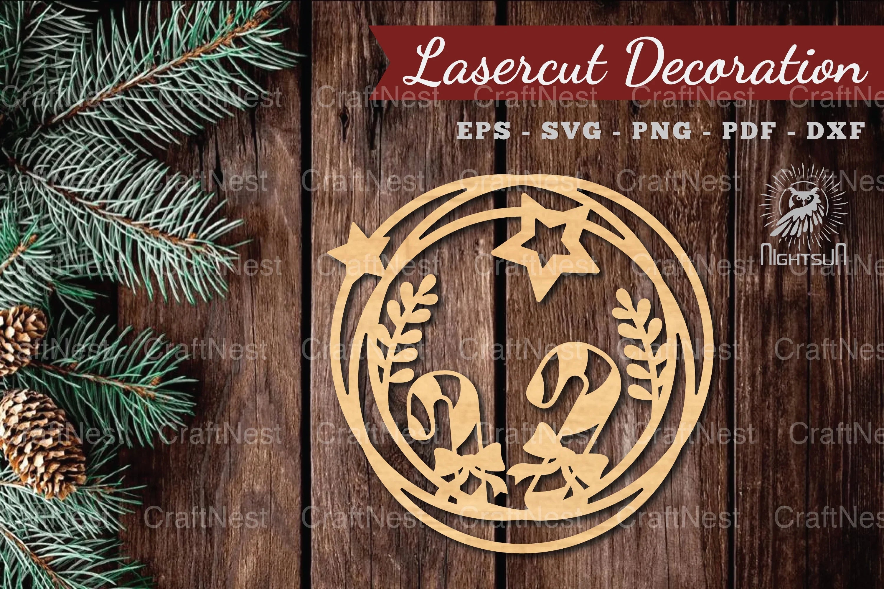 Christmas Round Laser Cut Decoration Clipart Bundle - CraftNest - Digital Crafting and Art