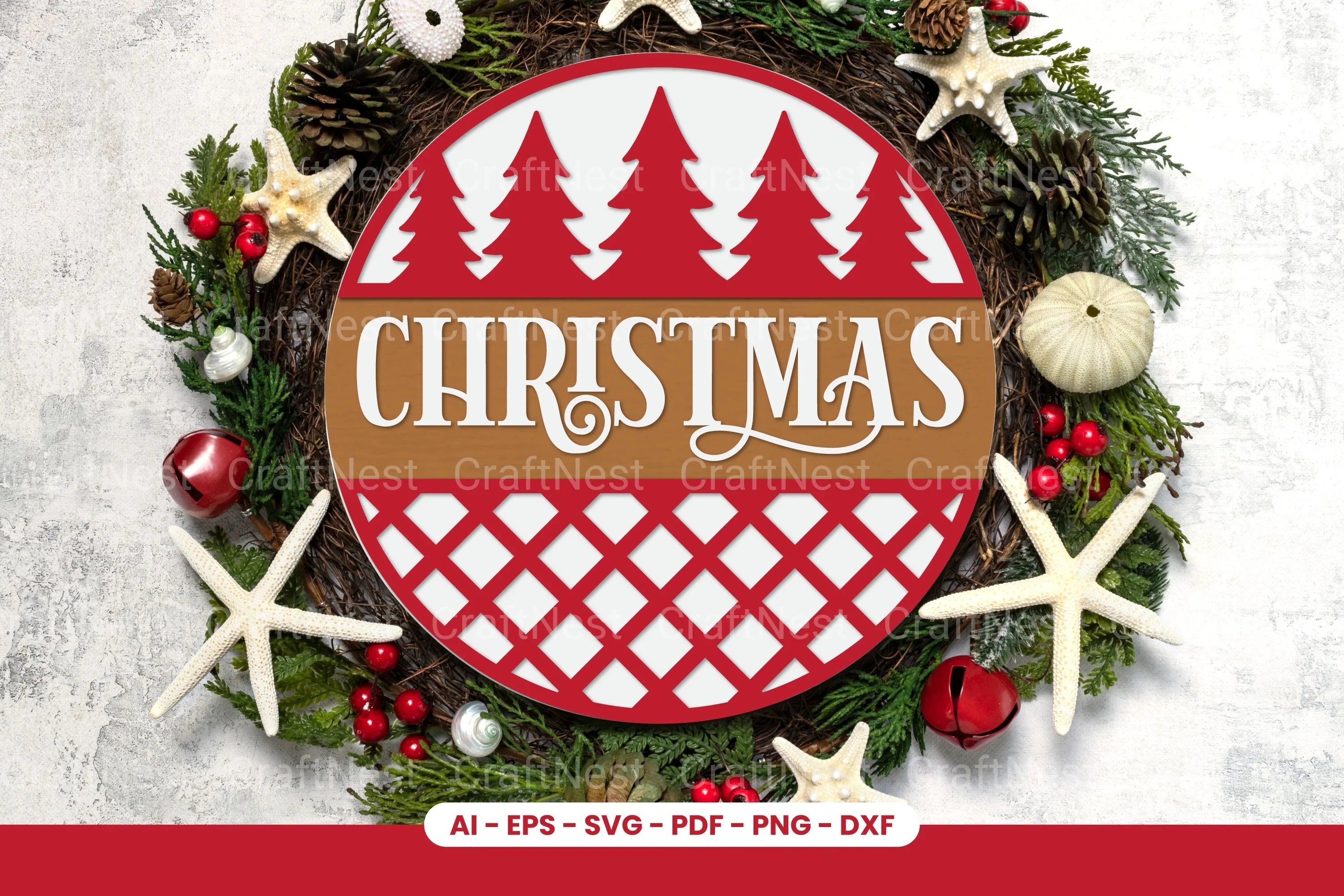 Christmas Round Sign Laser Cut SVG Bundle - CraftNest - Digital Crafting and Art