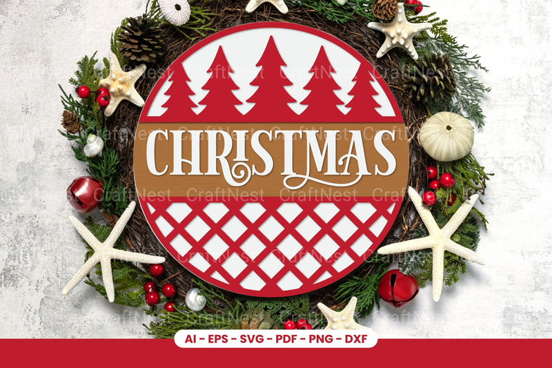 Christmas Round Sign Laser Cut SVG Bundle - CraftNest - Digital Crafting and Art