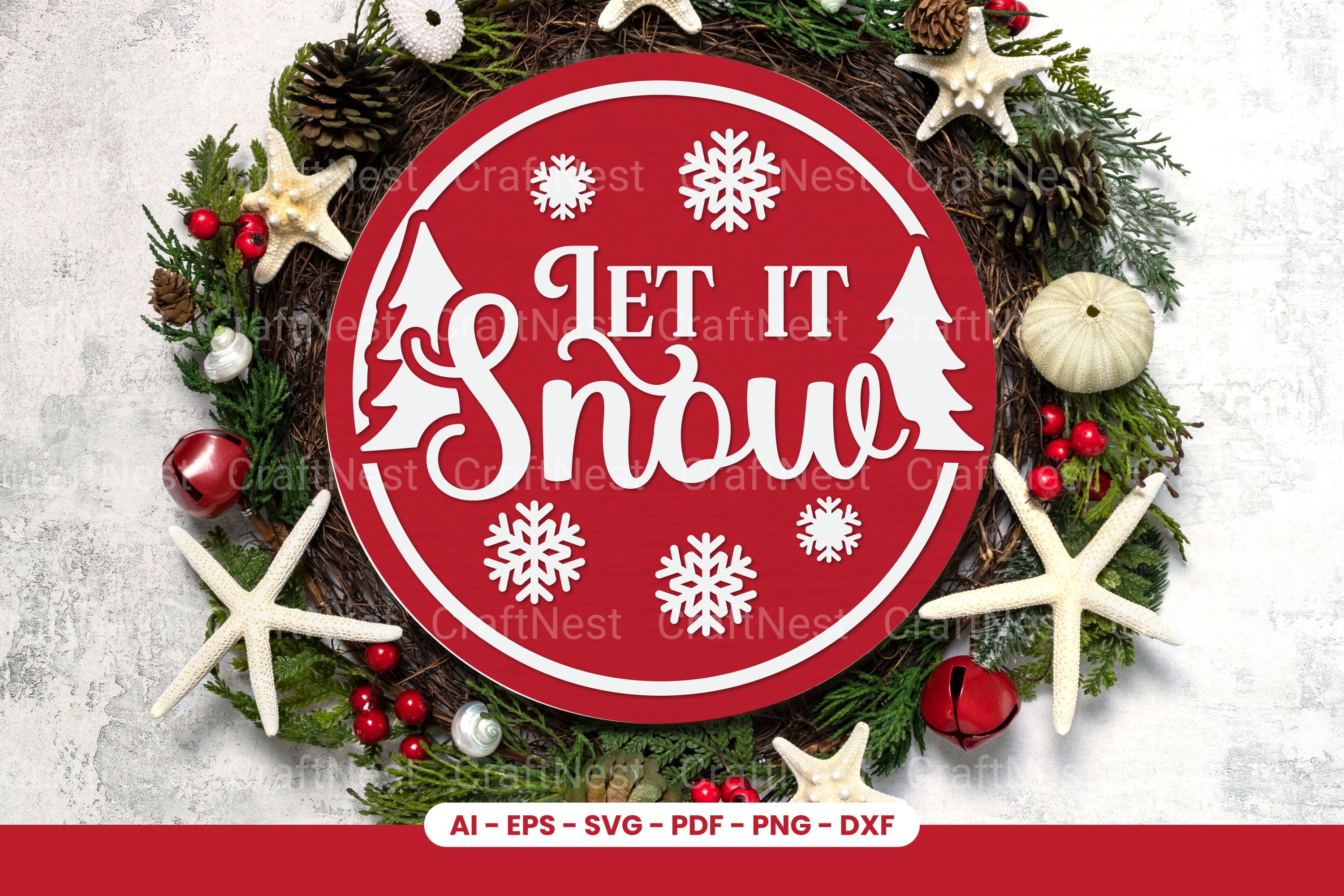 Christmas Round Sign Laser Cut SVG Bundle - Clipart Collection