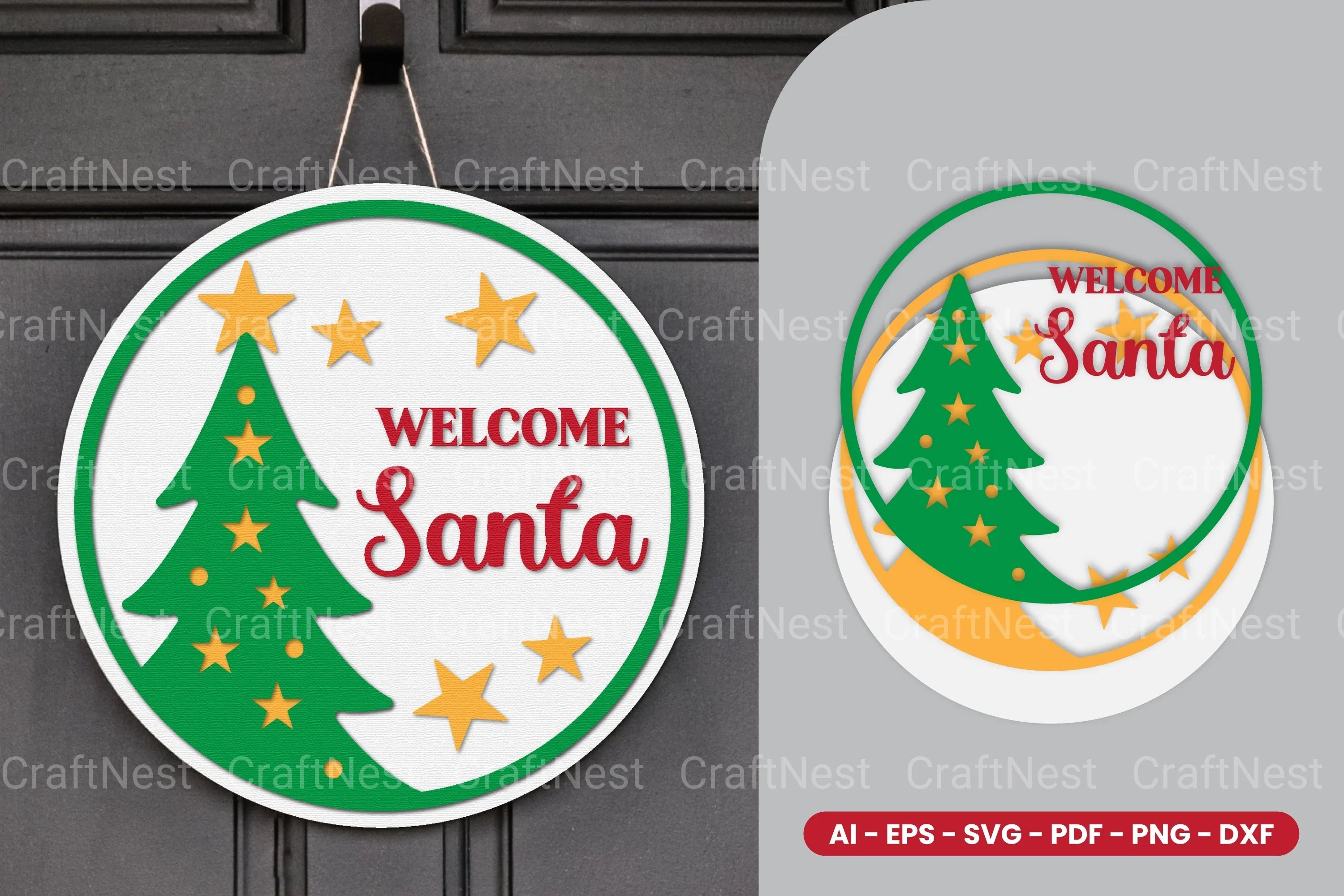 Christmas Round Sign Laser Cut SVG Bundle - CraftNest - Digital Crafting and Art