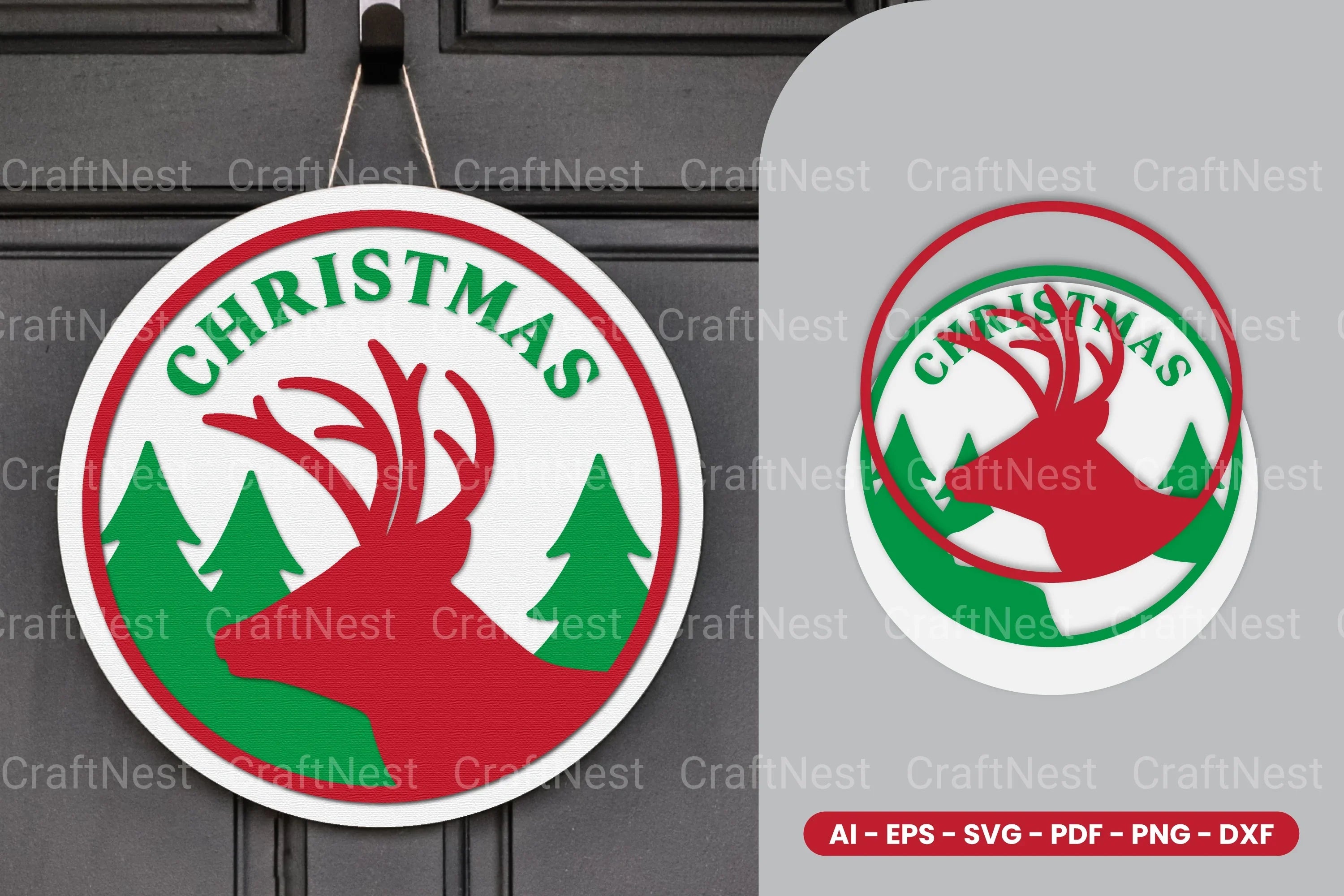 Christmas Round Sign Laser Cut SVG Bundle - CraftNest - Digital Crafting and Art