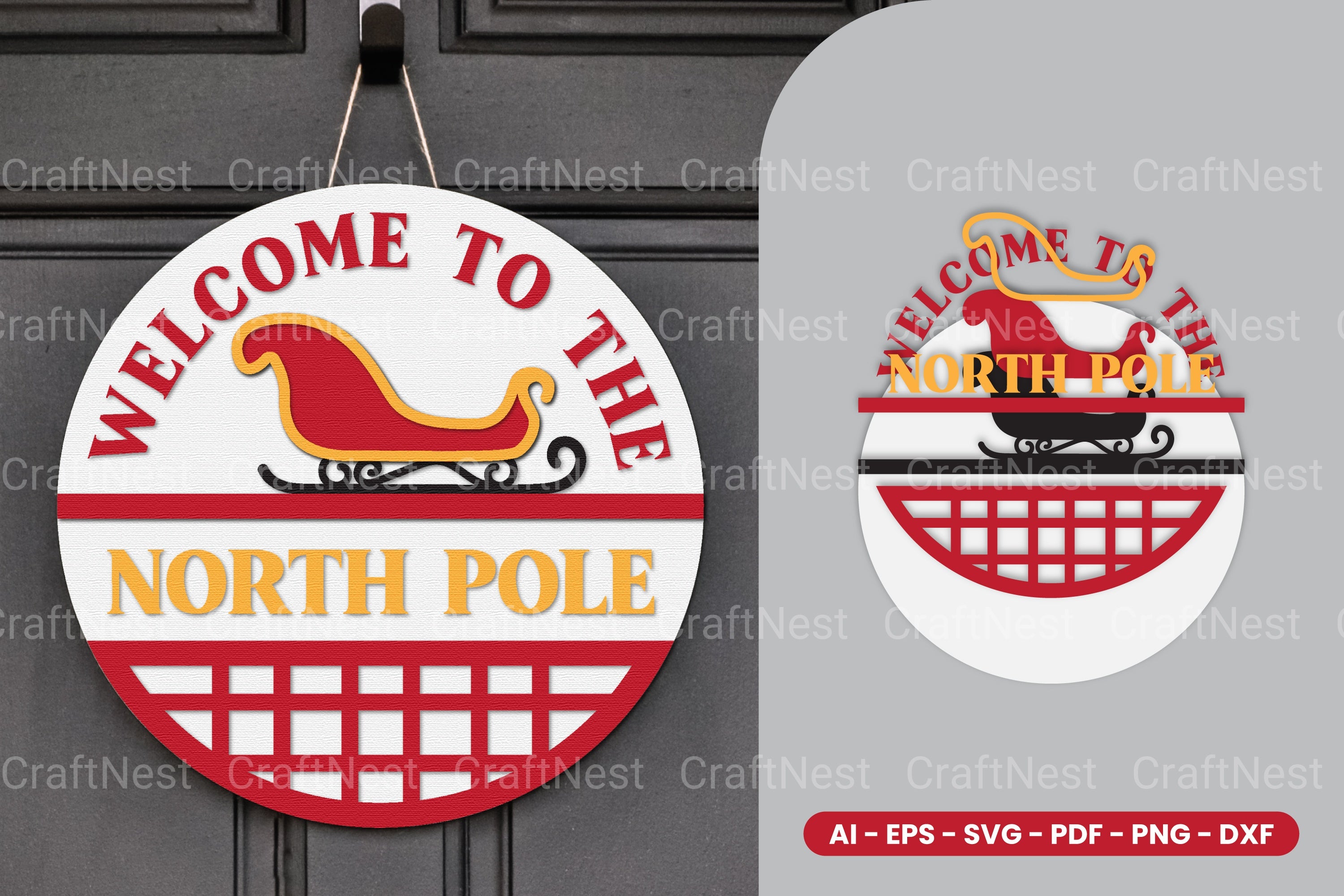 Christmas Round Sign Laser Cut SVG Bundle - Clipart Collection