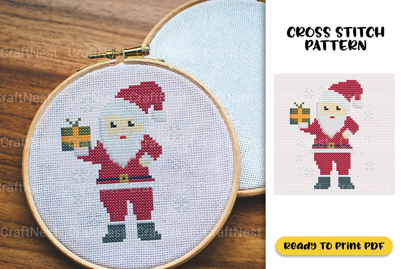 Christmas Santa Cross Stitch Clipart Bundle - CraftNest - Digital Crafting and Art