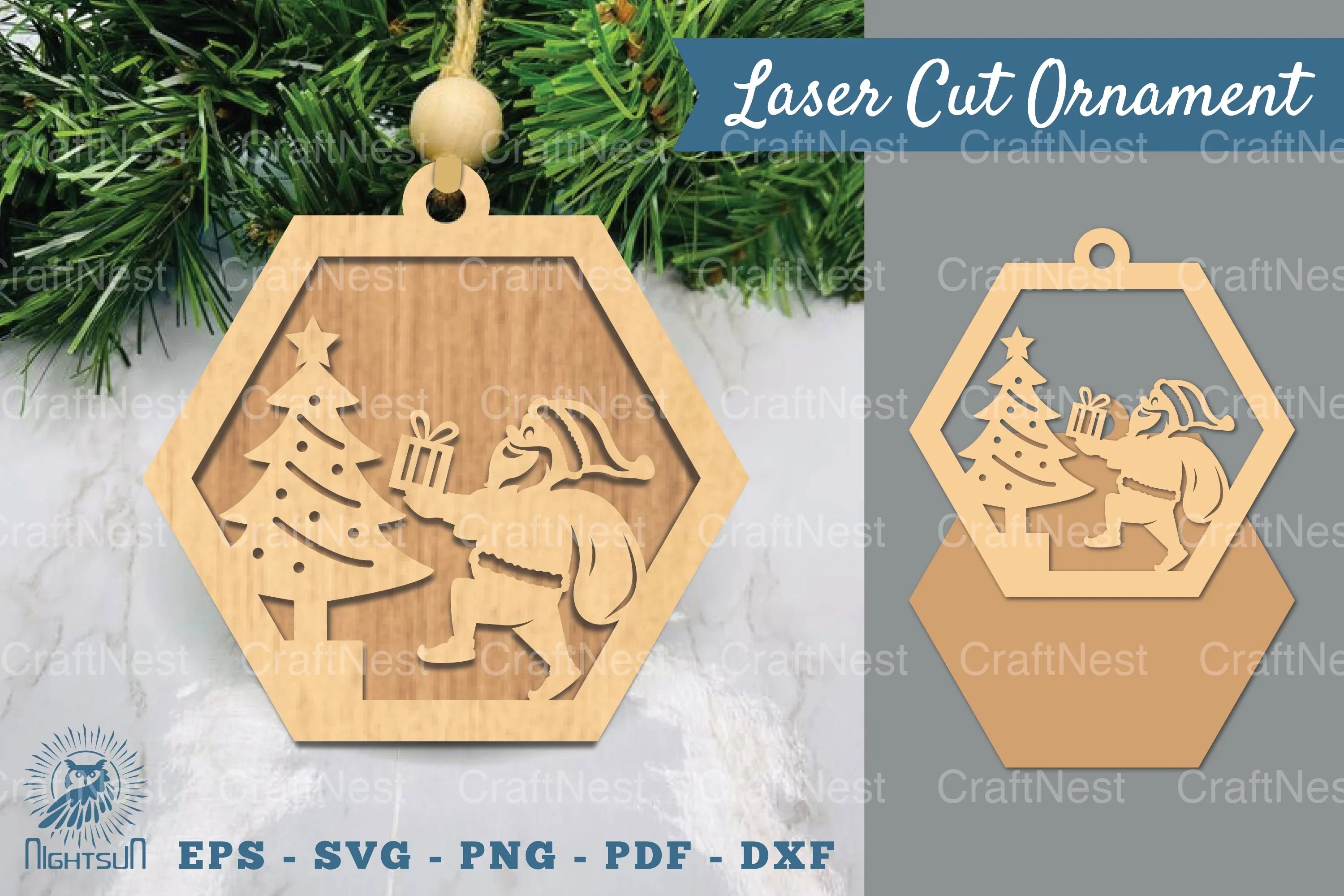 Christmas Santa Laser Cut Ornament Clipart Bundle - CraftNest - Digital Crafting and Art