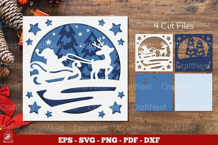 Christmas Santa Layered Papercut Clipart Bundle - CraftNest - Digital Crafting and Art