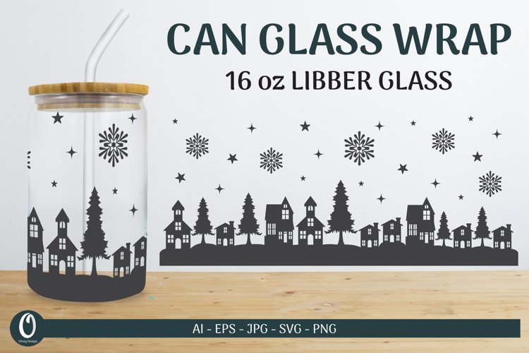 Christmas Scene Libbey Beer Glass Can Wrap SVG Bundle 2 - CraftNest - Digital Crafting and Art