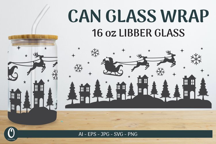 Christmas Scene Libbey Beer Glass Can Wrap SVG Bundle 4 - CraftNest - Digital Crafting and Art
