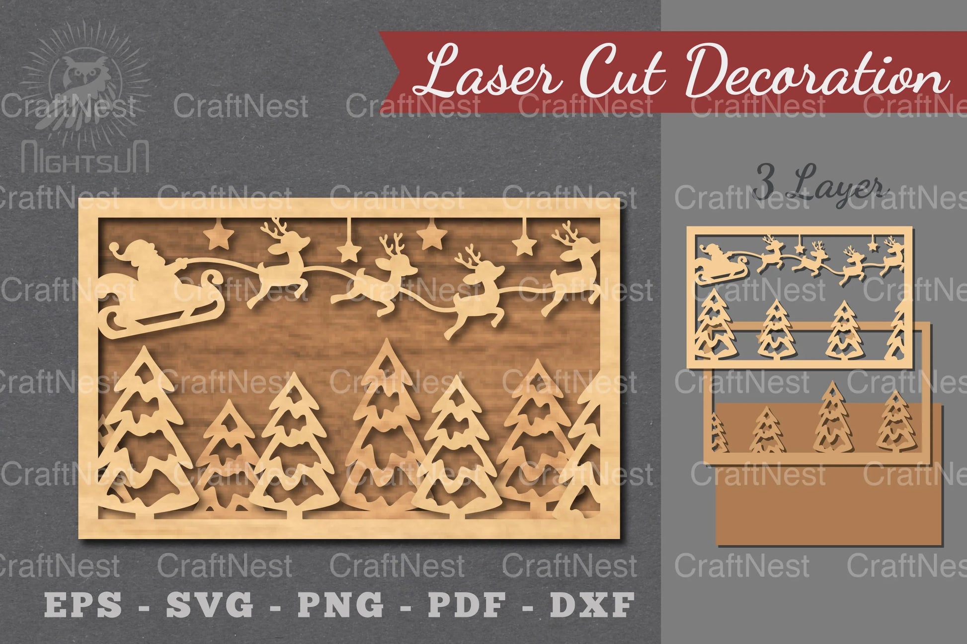 Christmas Scene Laser Cut Decoration SVG Bundle - CraftNest - Digital Crafting and Art