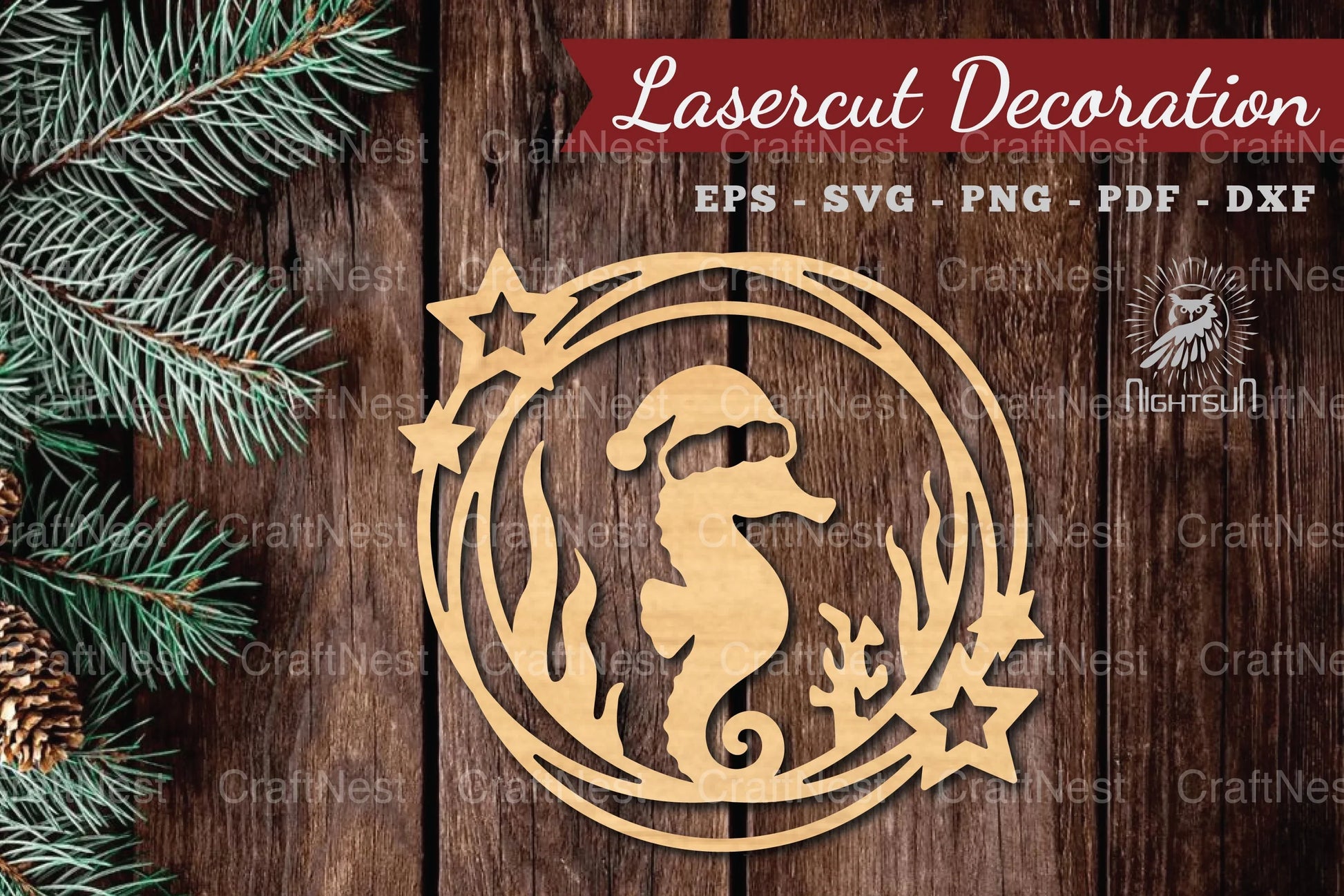 Christmas Seahorse Lasercut Round Clipart Bundle - CraftNest - Digital Crafting and Art