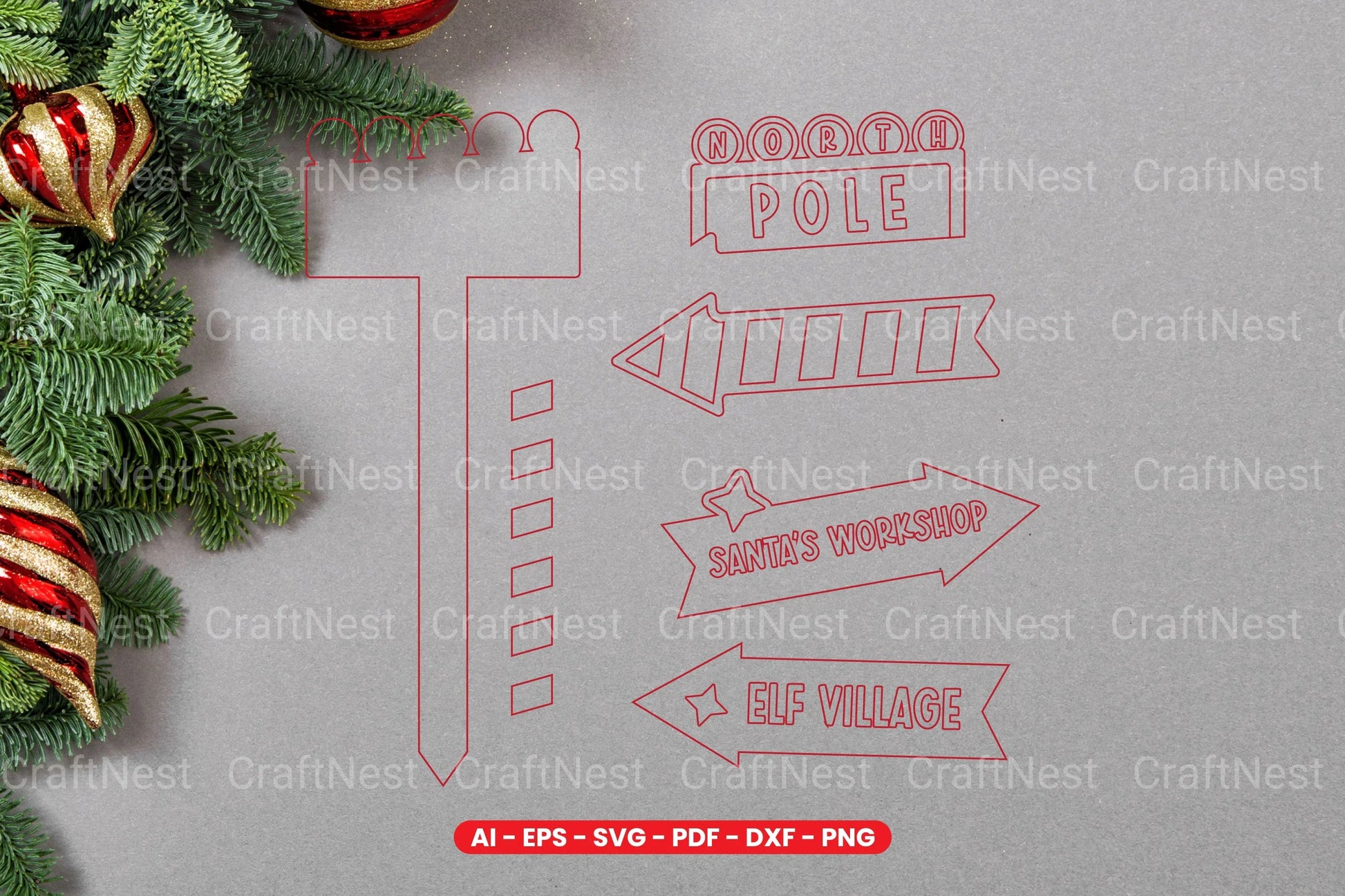 Christmas Sign Laser Cut SVG Bundle - CraftNest - Digital Crafting and Art