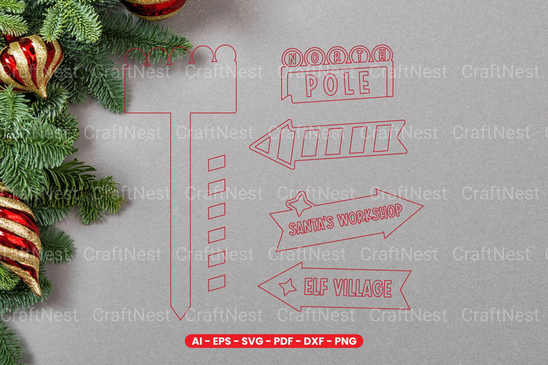 Christmas Sign Laser Cut SVG Bundle - CraftNest - Digital Crafting and Art