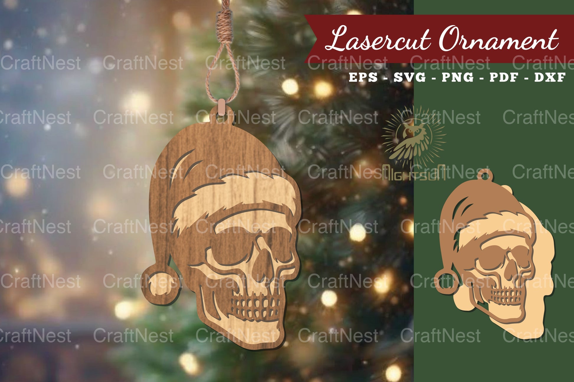 1662 Christmas Skull Lasercut Ornament Clipart Bundle - CraftNest - Digital Crafting and Art