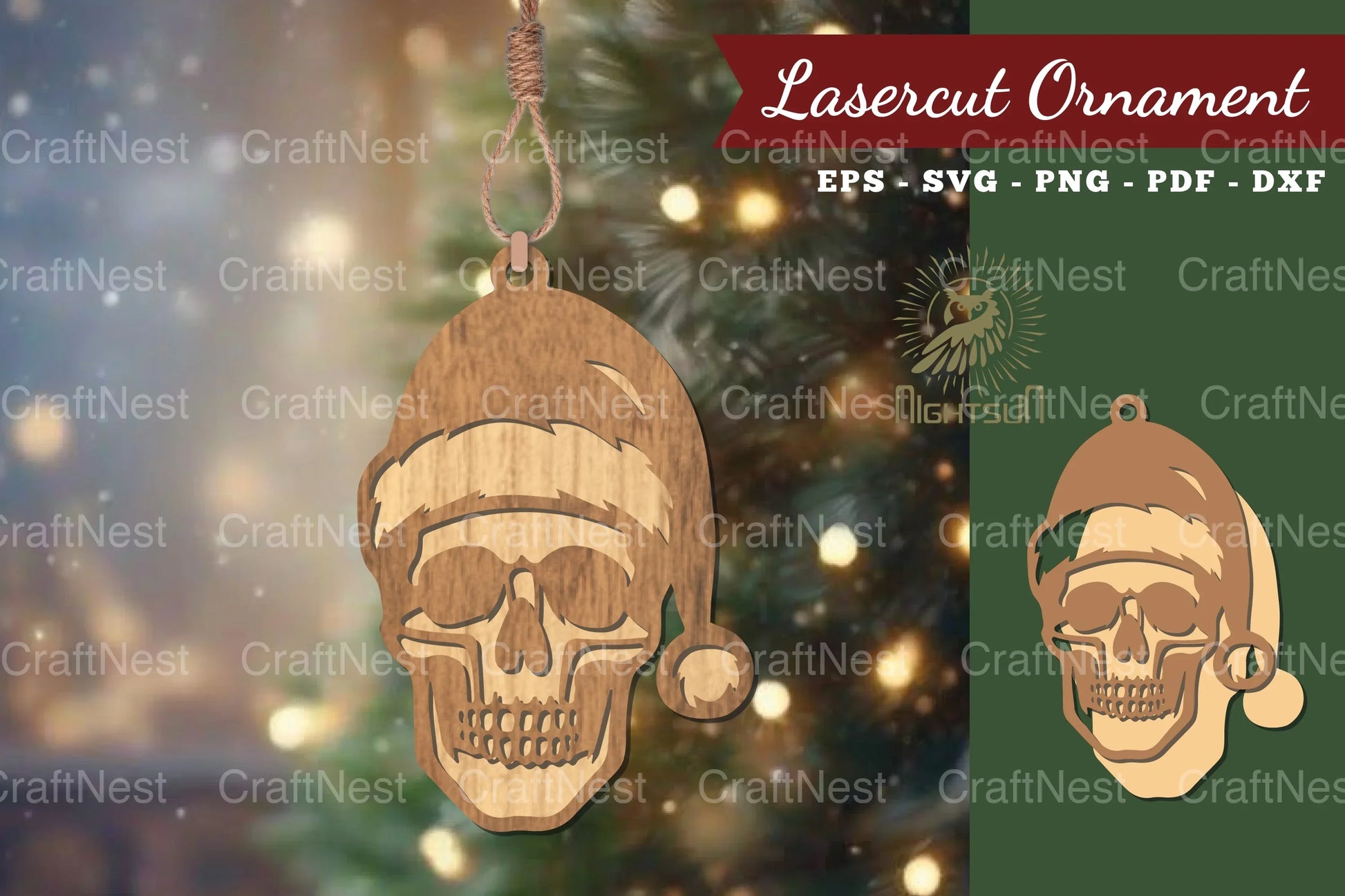 Christmas Skull Lasercut Ornament Clipart Bundle - CraftNest - Digital Crafting and Art