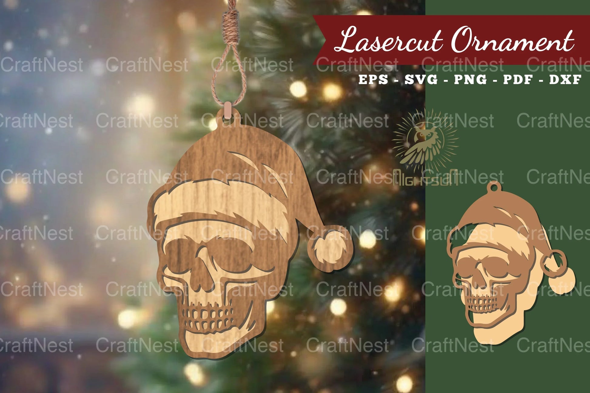 Christmas Skull Lasercut Ornament Clipart Bundle - CraftNest - Digital Crafting and Art