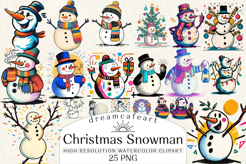 Christmas Snowman Clipart Bundle - CraftNest - Digital Crafting and Art
