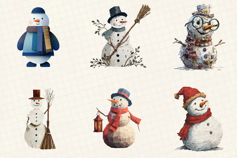 Christmas Snowman Clipart Bundle - CraftNest - Digital Crafting and Art