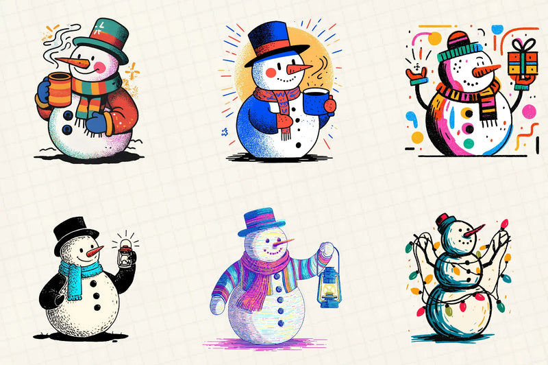 Christmas Snowman Clipart Bundle - CraftNest - Digital Crafting and Art