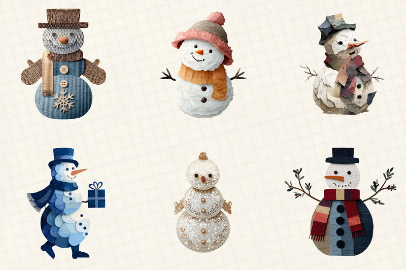 Christmas Snowman Clipart Bundle - CraftNest - Digital Crafting and Art