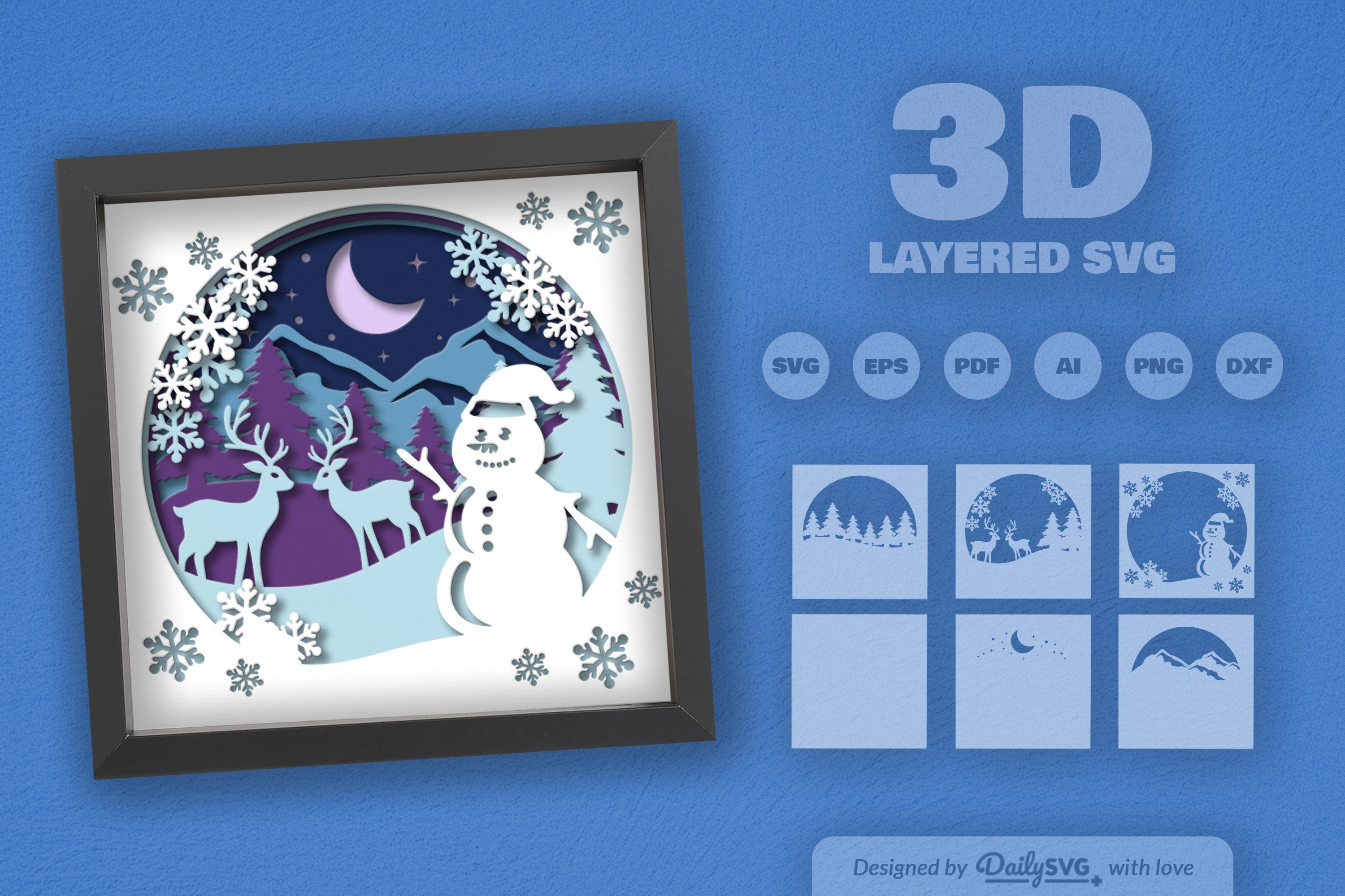 Christmas Snowman Winter Papercut SVG Bundle 1
