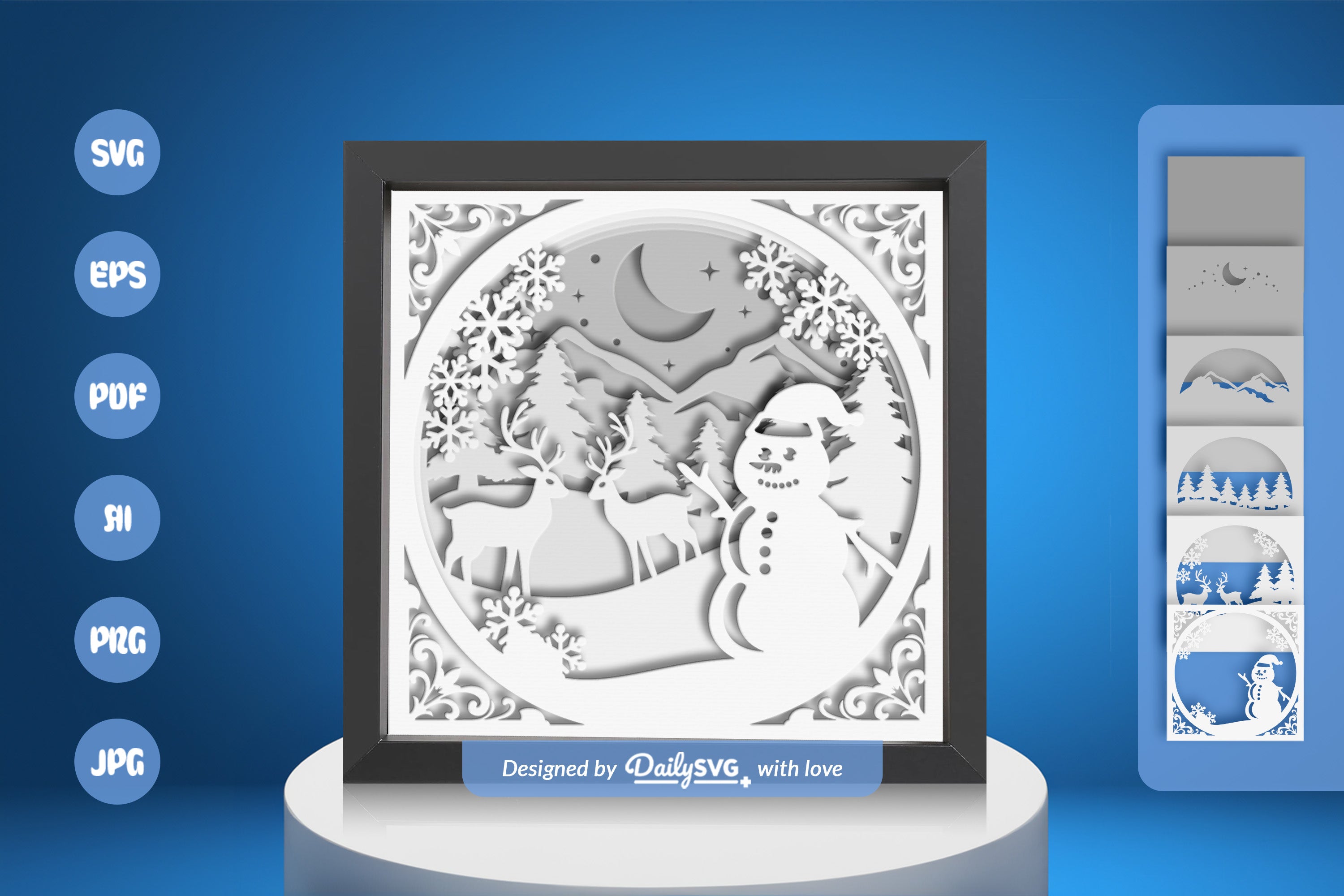 Christmas Snowman Winter Papercut SVG Bundle