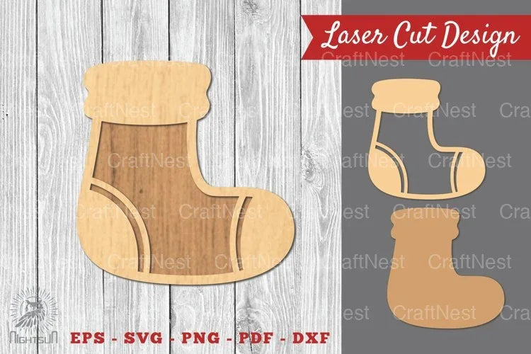 Christmas Sock Laser Cut Decoration SVG Bundle - CraftNest - Digital Crafting and Art