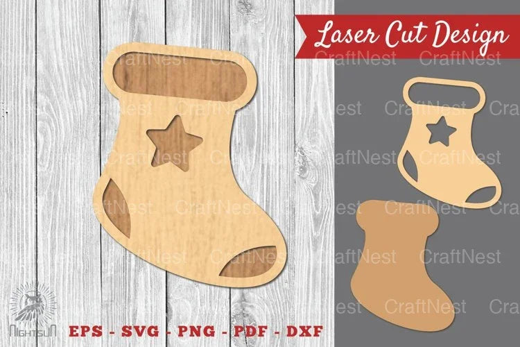 Christmas Sock Laser Cut Decoration Clipart Bundle - CraftNest - Digital Crafting and Art