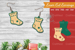 Christmas Sock Laser Cut Earrings SVG Bundle - CraftNest - Digital Crafting and Art