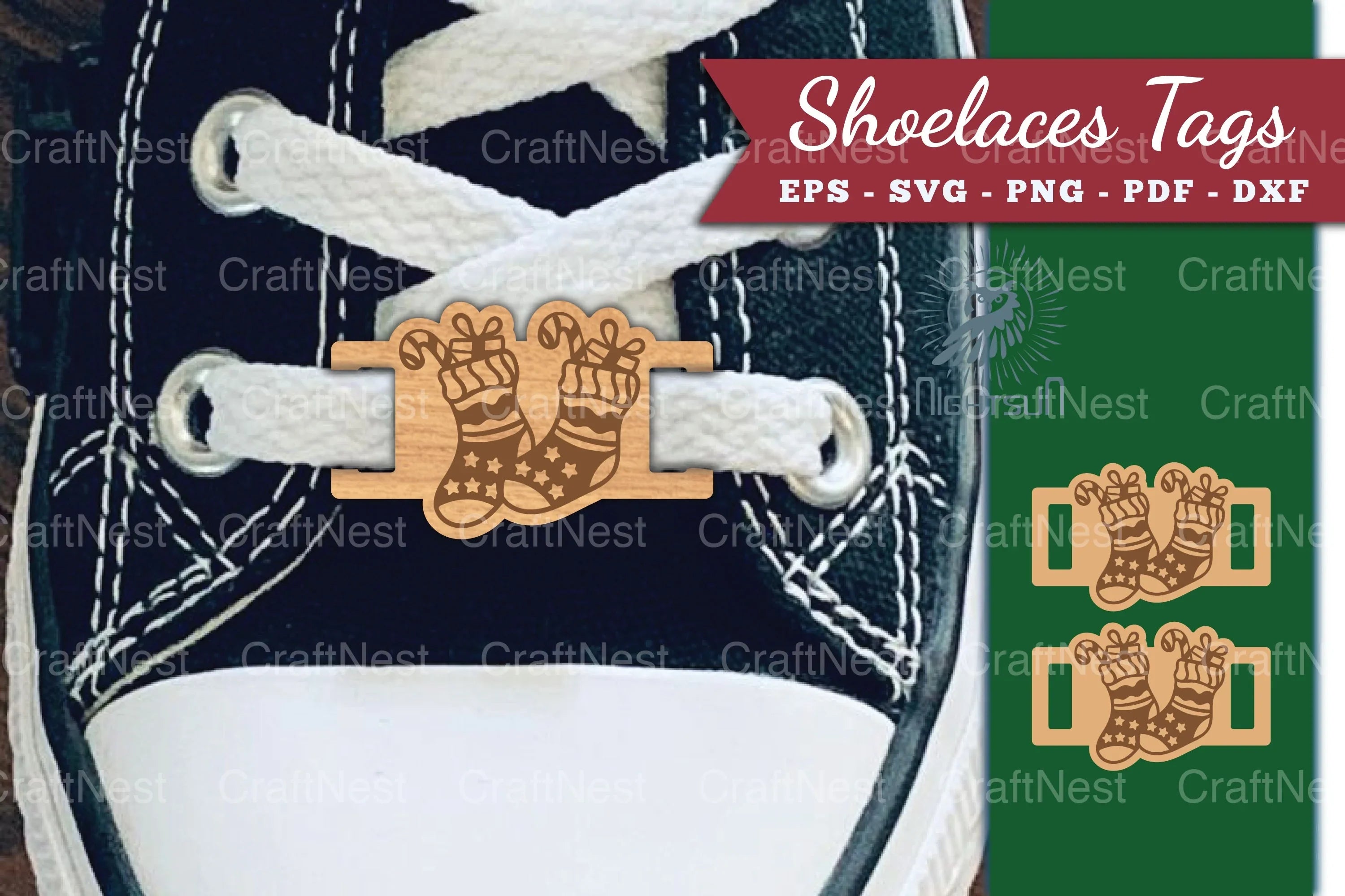 Christmas Sock Shoelaces Tags Clipart Bundle - CraftNest - Digital Crafting and Art