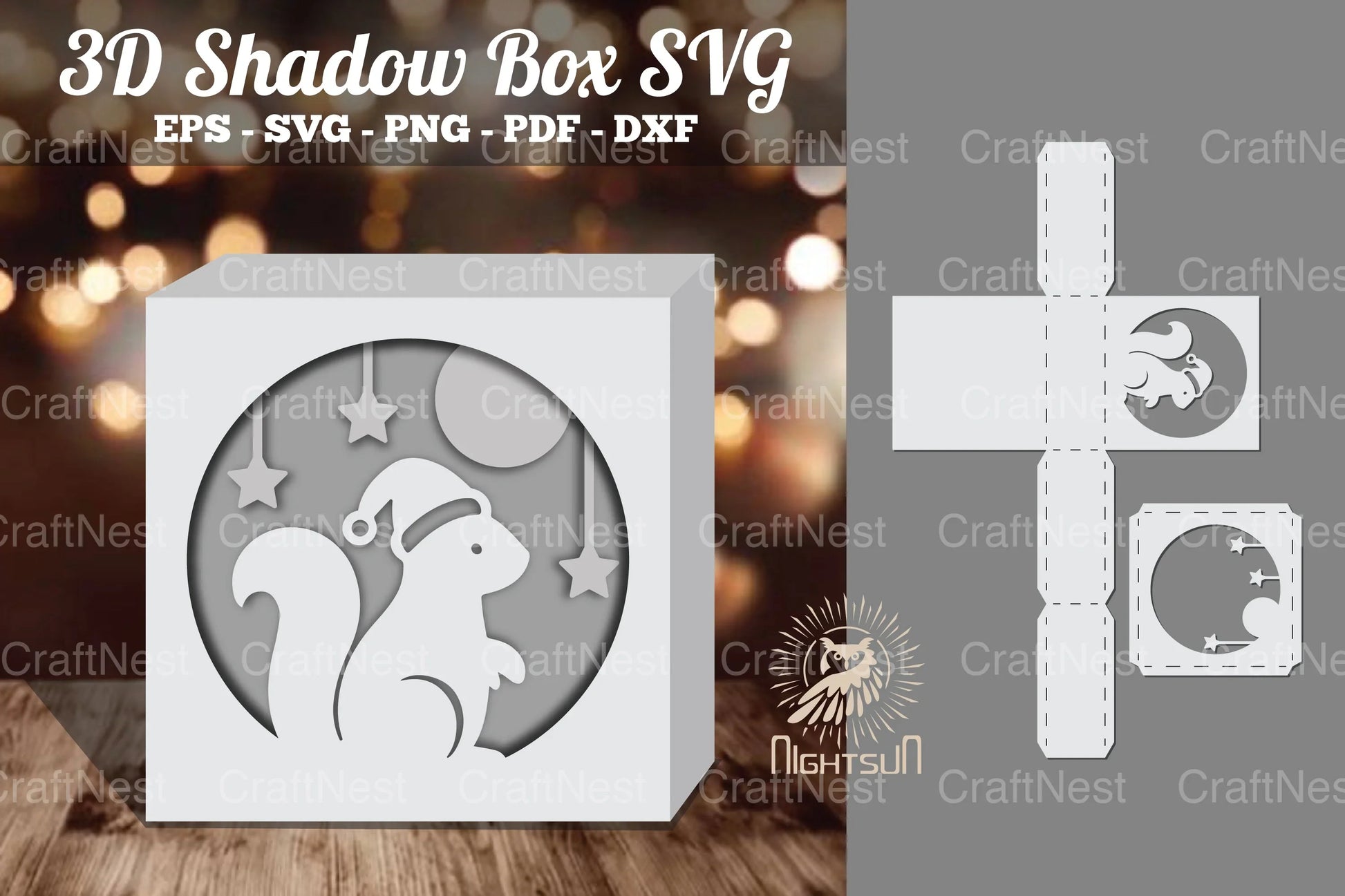 Christmas Squirrel Papercut Shadow Box Design - CraftNest - Digital Crafting and Art