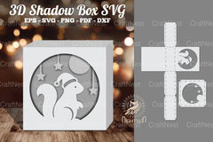 Christmas Squirrel Papercut Shadow Box Design - CraftNest - Digital Crafting and Art
