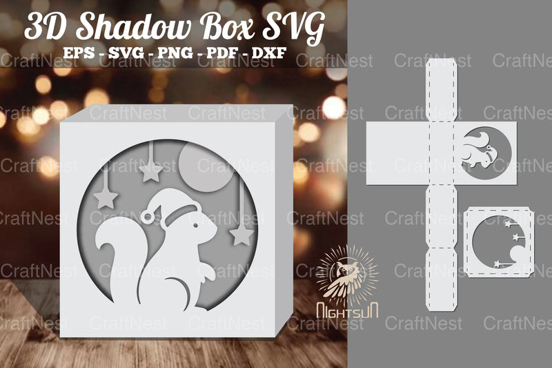 Christmas Squirrel Papercut Shadow Box Design - CraftNest - Digital Crafting and Art