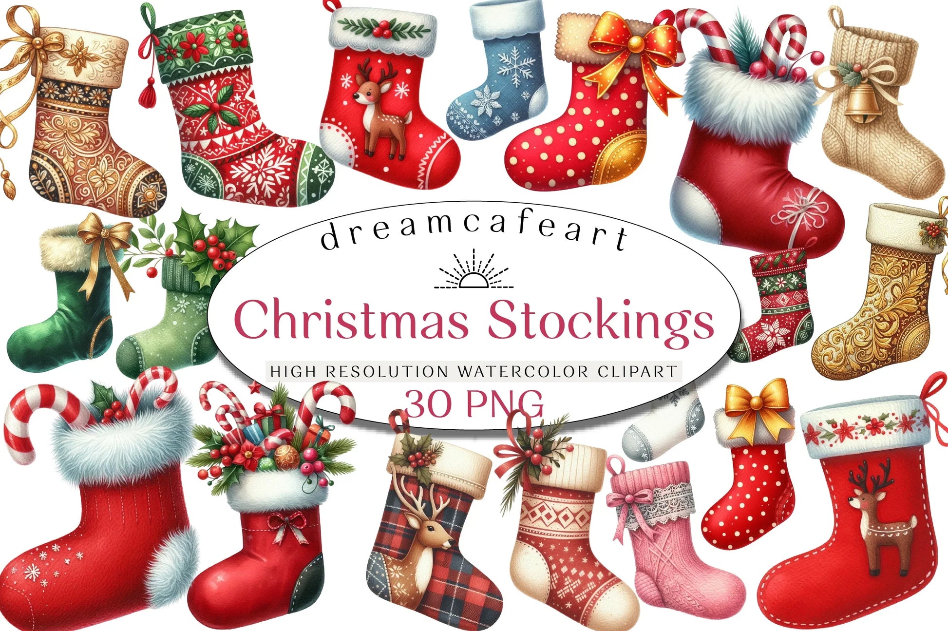 Christmas Stockings Clipart Bundle - CraftNest - Digital Crafting and Art