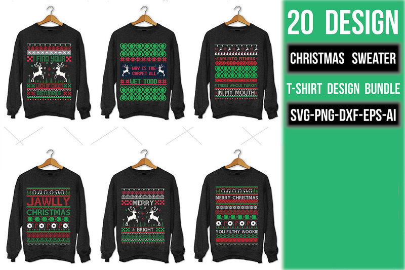 Christmas Sweater T Shirt Bundle 2 - CraftNest - Digital Crafting and Art